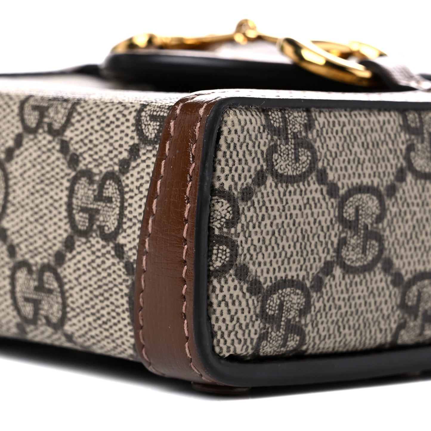 GG Supreme Monogram Mini Horsebit 1955 Crossbody Bag Beige Brown Sugar