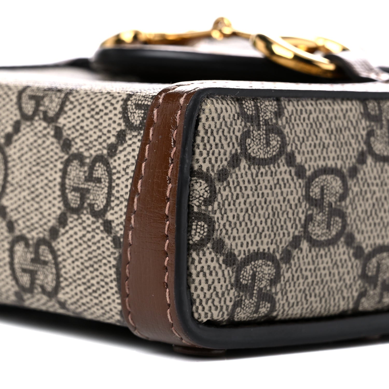 Gucci GG Supreme Monogram Mini Horsebit 1955 Crossbody Bag Beige Brown Sugar 8 of 11