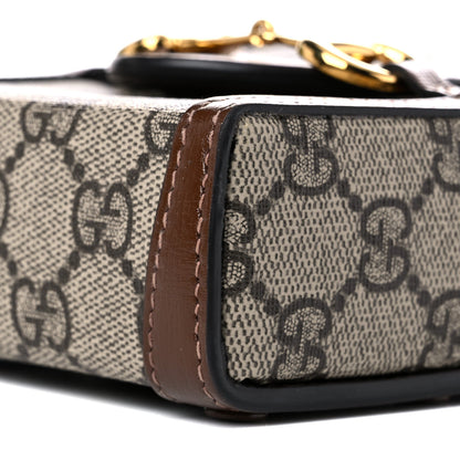 Gucci GG Supreme Monogram Mini Horsebit 1955 Crossbody Bag Beige Brown Sugar 8 of 11