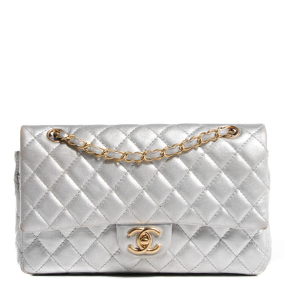 Chanel Lambskin Quilted Medium Double Flap Silver 1 of 8