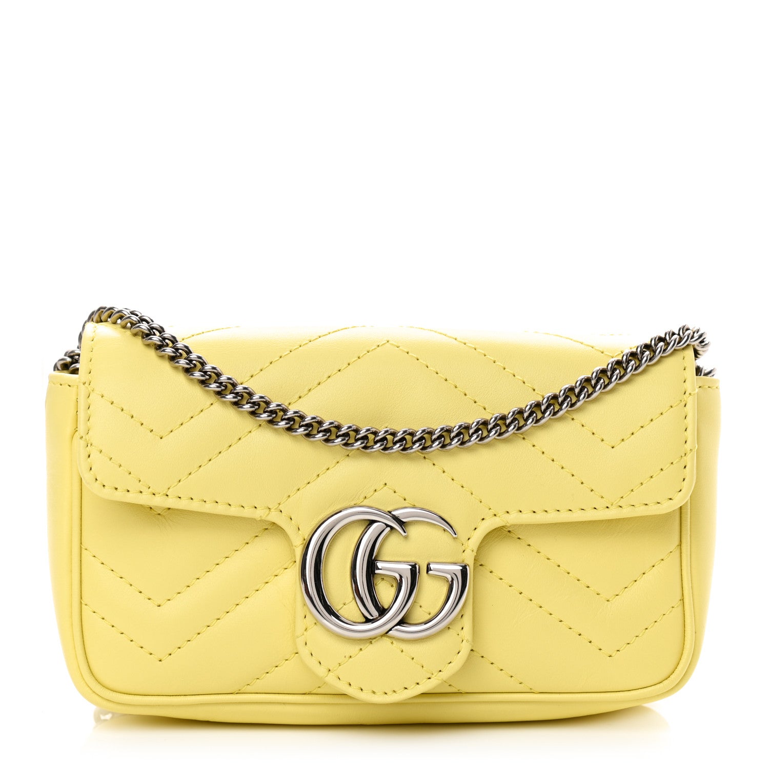 Gucci Calfskin Matelasse Super Mini GG Marmont Shoulder Bag Banana 1 of 11