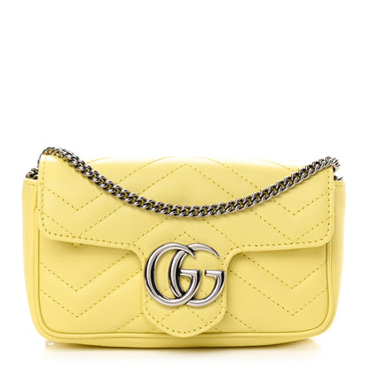 Gucci Calfskin Matelasse Super Mini GG Marmont Shoulder Bag Banana 1 of 11