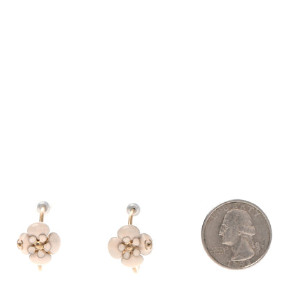 Chanel Enamel CC Camellia Hoop Earrings Beige Gold 2 of 4