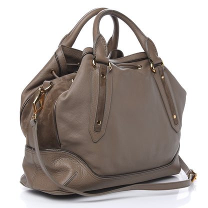 Burberry Calfskin Suede Earlsburn Mixed Media Tote Mole Grey 4 of 11
