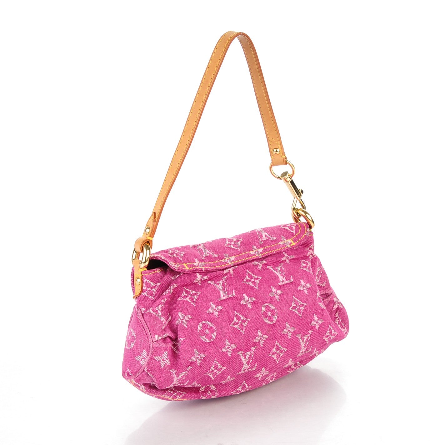 Monogram Denim Mini Pleaty Fuchsia