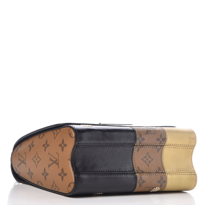Louis Vuitton Calfskin Reverse Monogram Studded Twist Shoulder Bag MM Black Gold 4 of 9