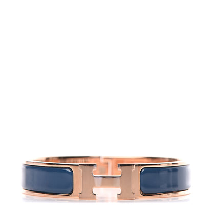 Hermes Enamel Narrow Clic Clac H Bracelet PM Bleu De Genes 1 of 4