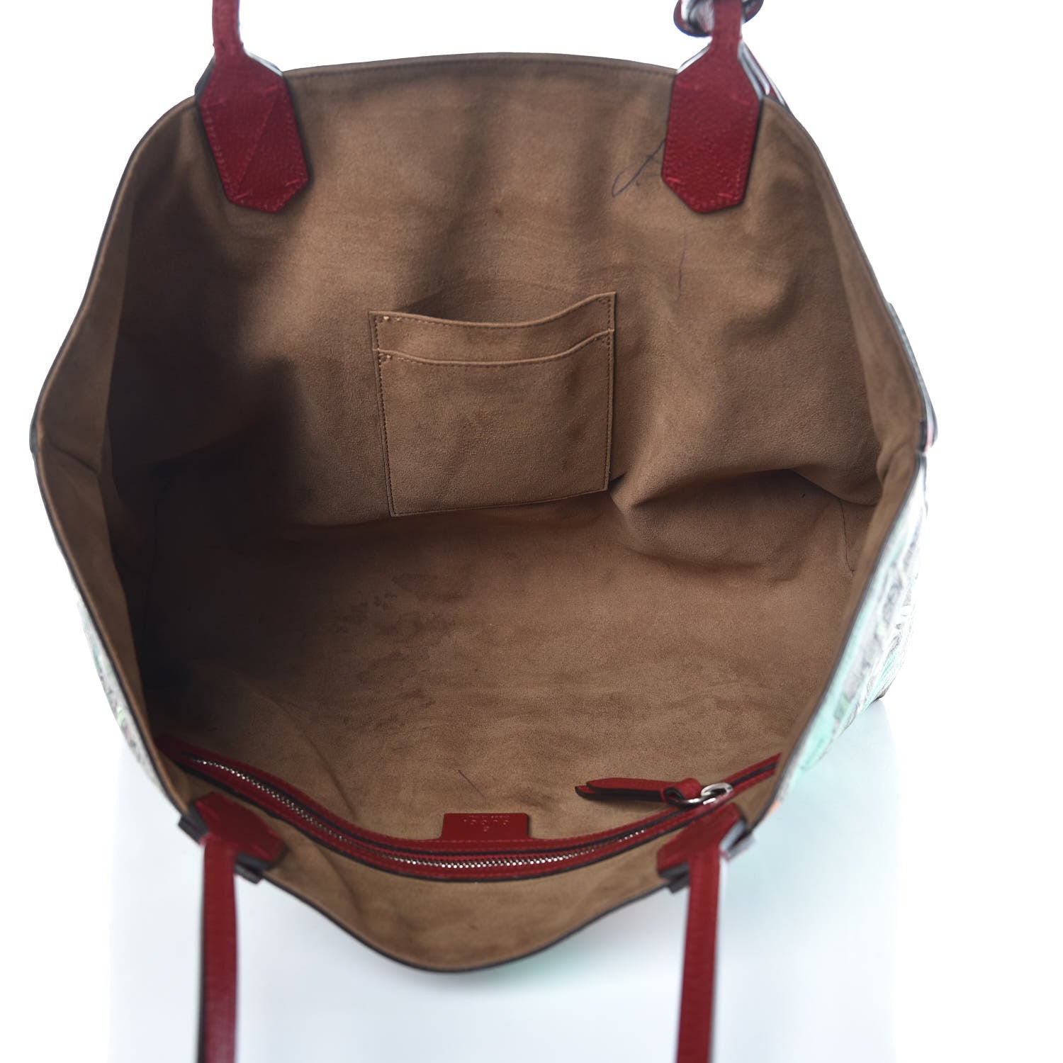 Gucci GG Supreme Monogram Tian Medium Shopping Tote Beige Multicolor Red 7 of 11