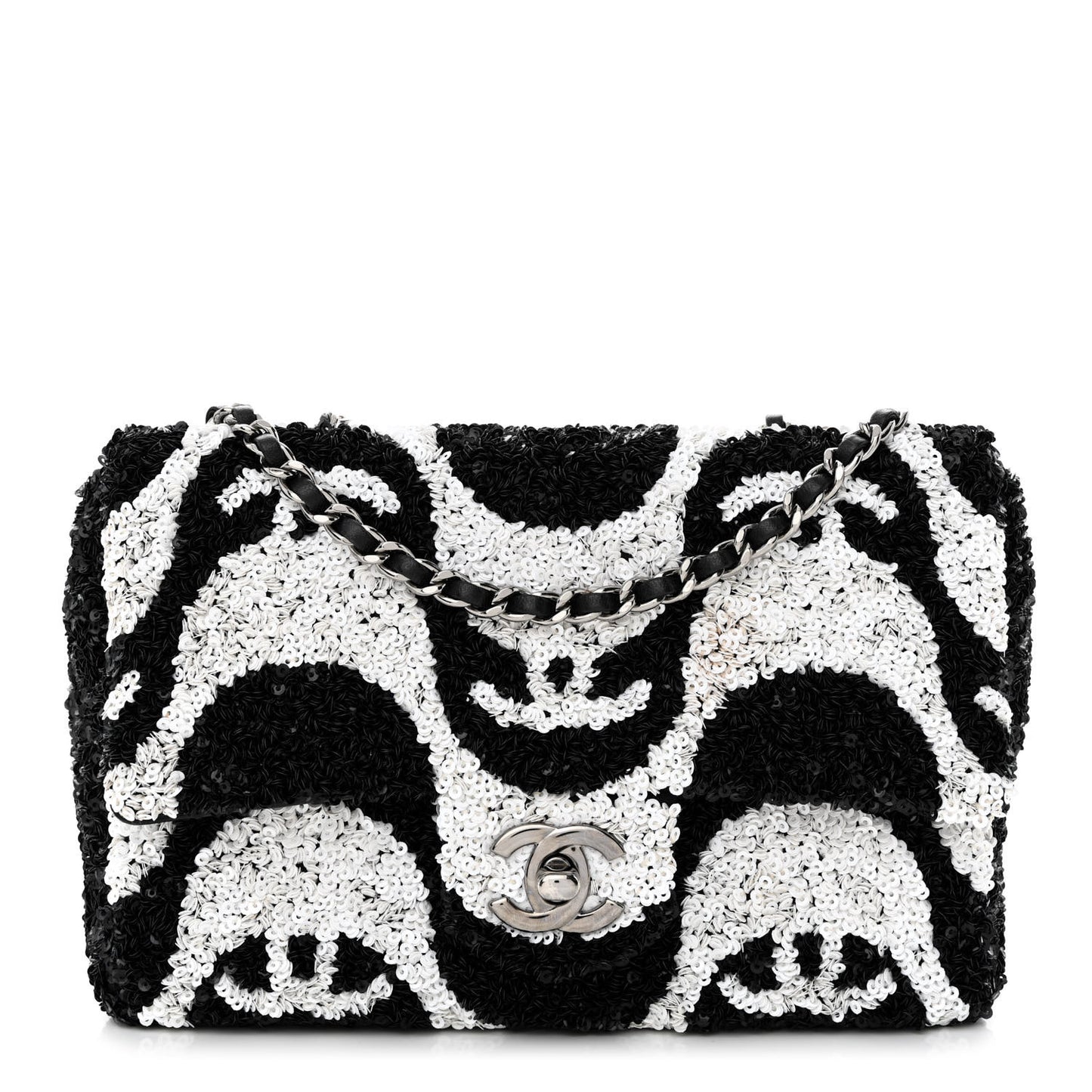Sequin Mini Rectangular Flap Black White