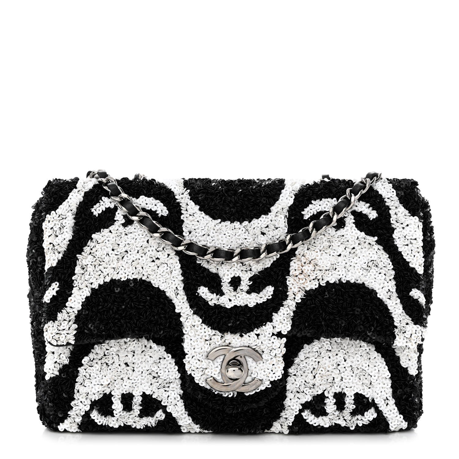 Chanel Sequin Mini Rectangular Flap Black White 1 of 11