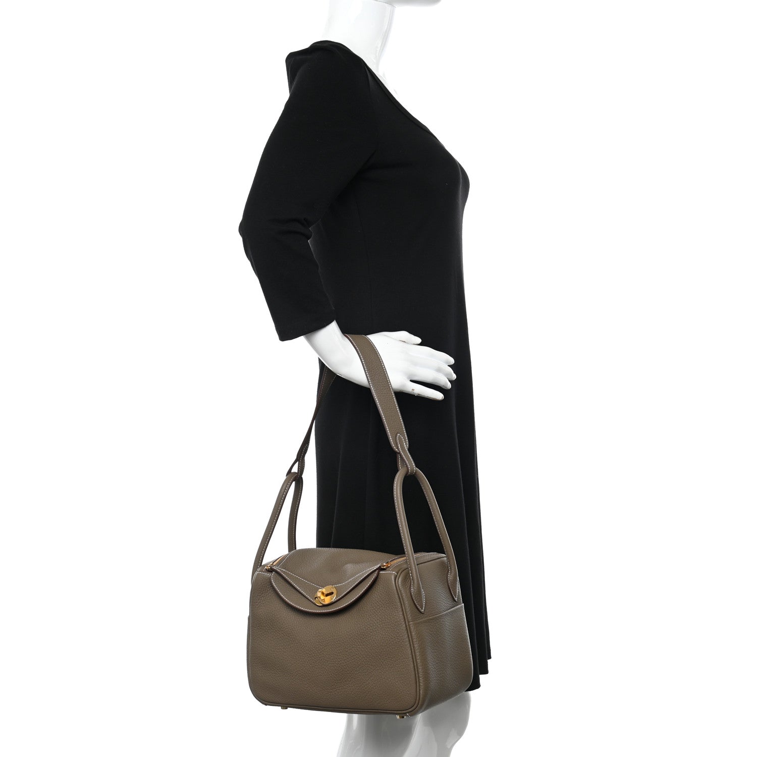 Hermes Taurillon Clemence Lindy 26 Etoupe 2 of 11