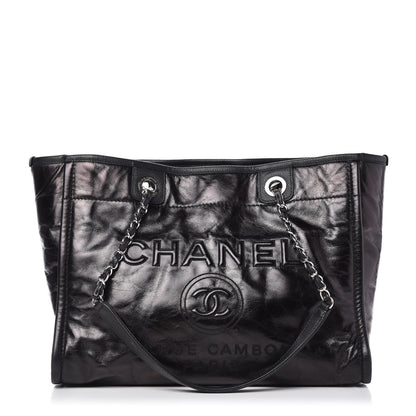 Chanel Glazed Calfskin Small Deauville Tote Black 1 of 10