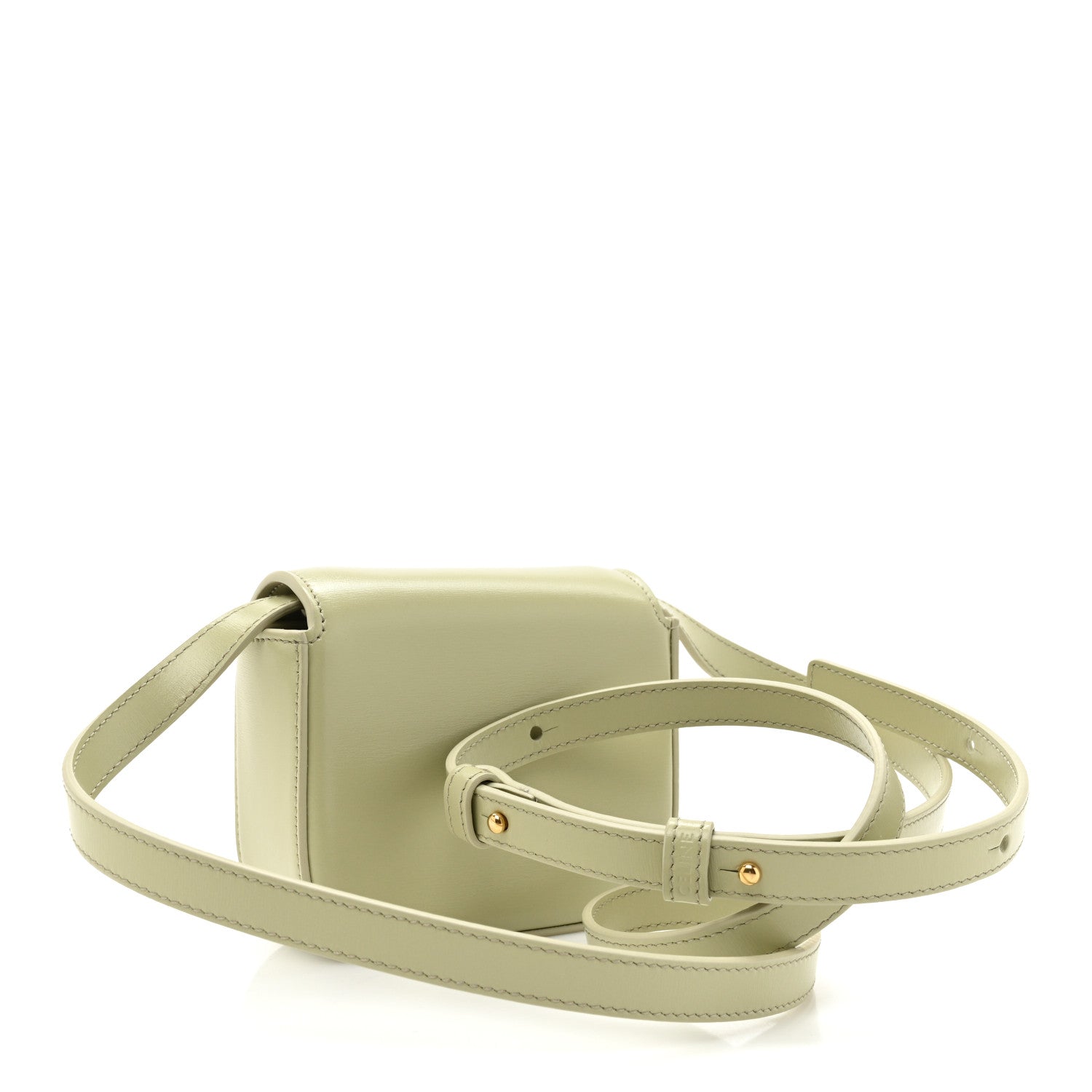 Celine Shiny Calfskin Mini Triomphe Almond Green 3 of 10