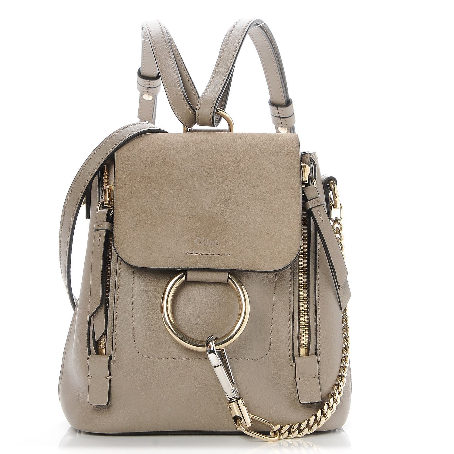 Chloe Suede Calfskin Mini Faye Backpack Motty Grey 1 of 7