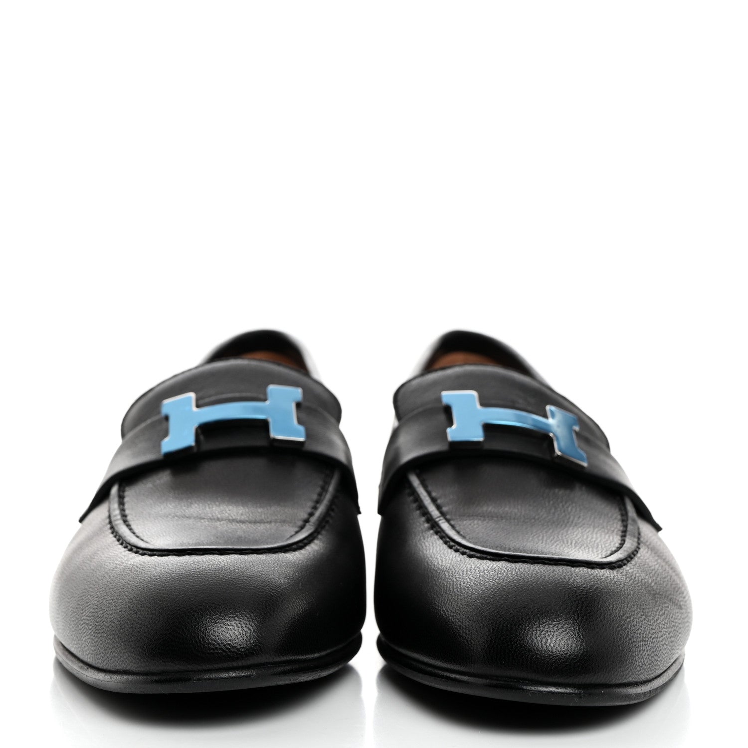 Hermes Goatskin Womens Paris Loafers 38 Black 2 of 9