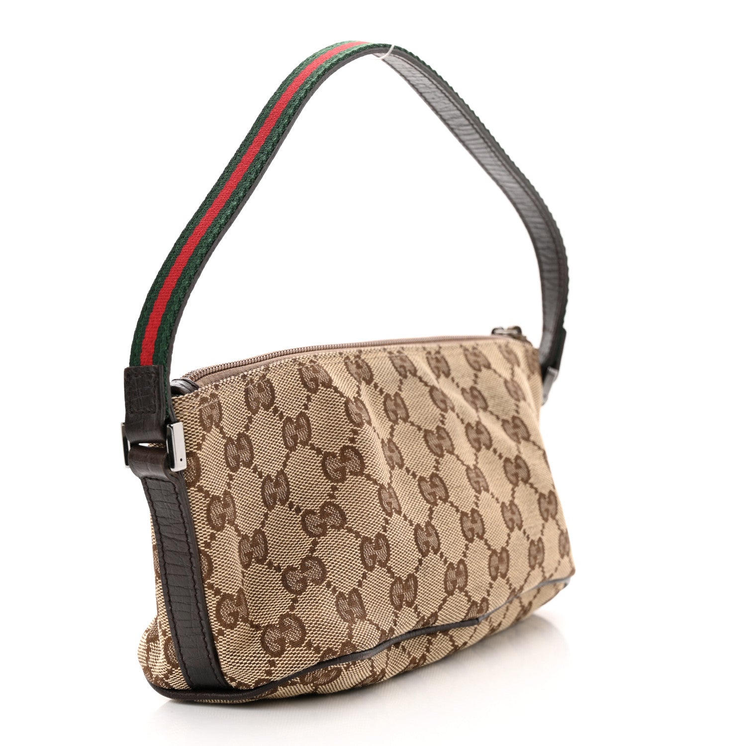Gucci Monogram Web Boat Pochette Brown 3 of 12