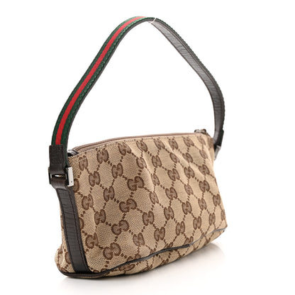 Gucci Monogram Web Boat Pochette Brown 3 of 12