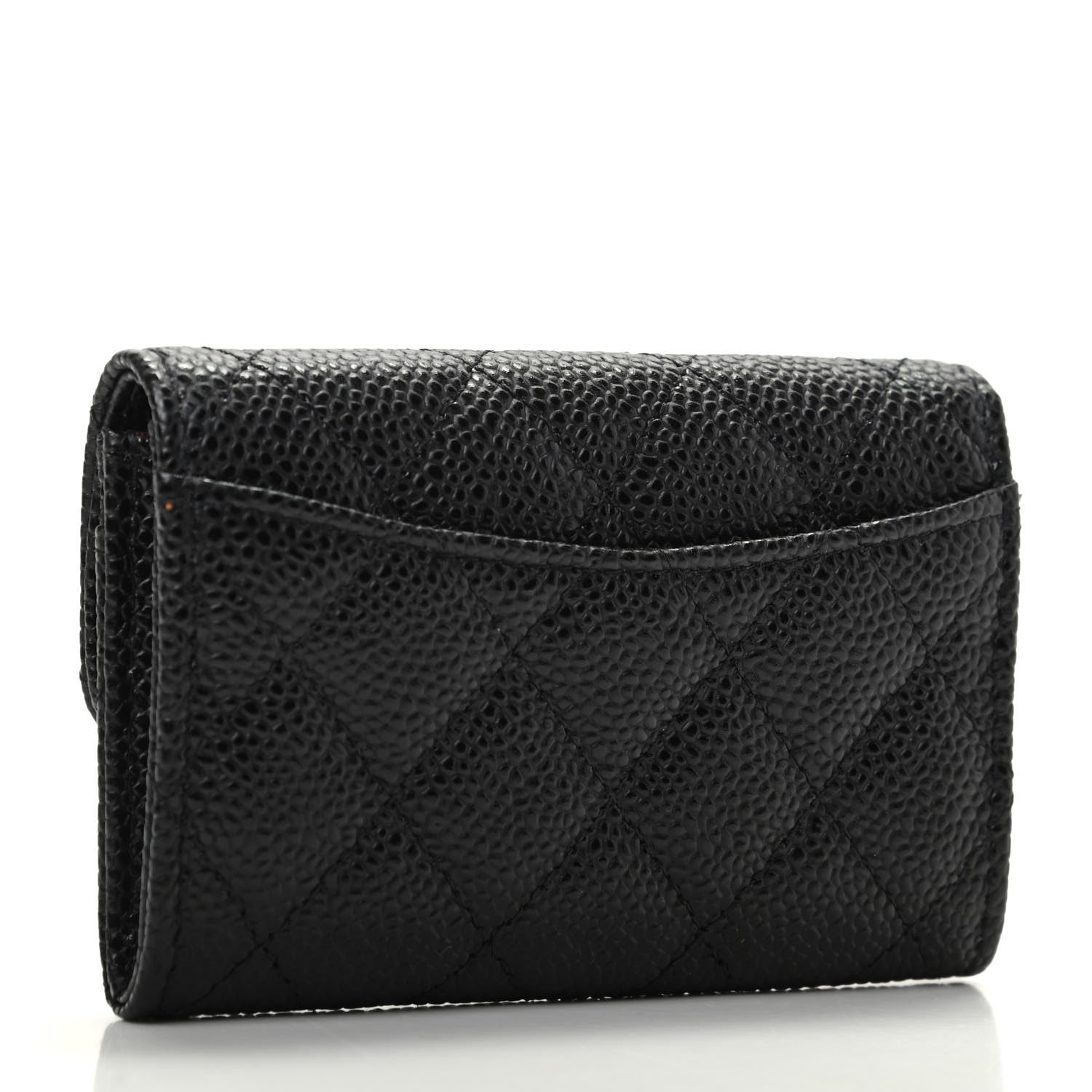 Chanel Caviar Quilted Flap Card Holder Wallet Black 3 of 9