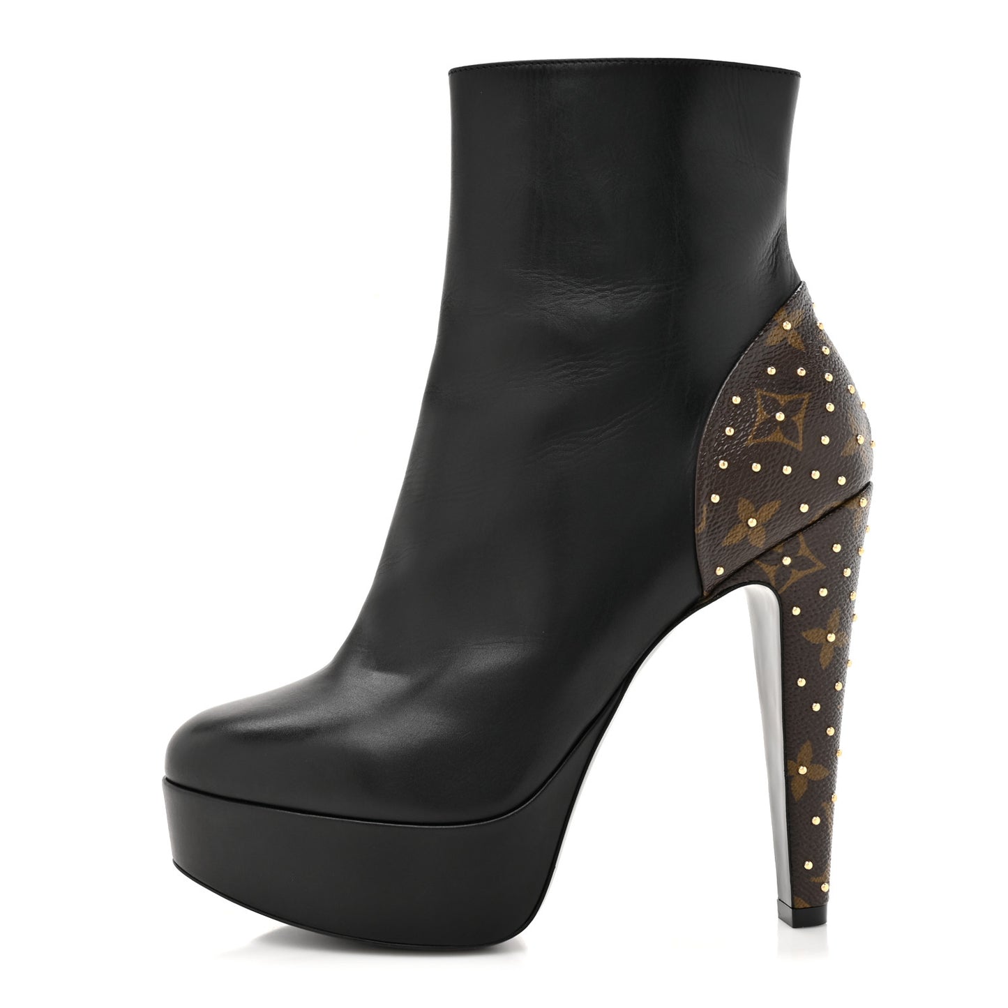 Soft Calfskin Monogram Afterglow Platform Ankle Boots 38 Black