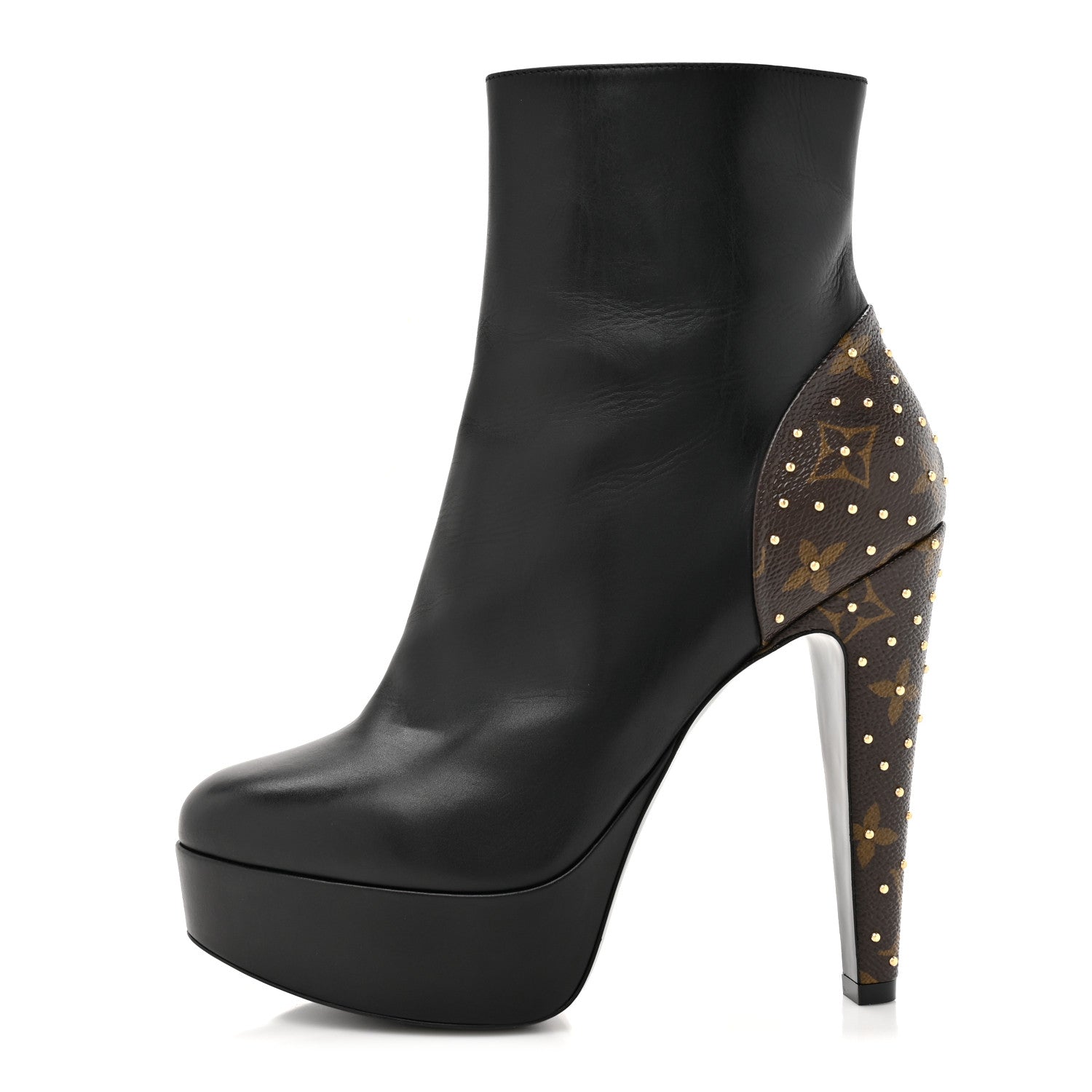 Louis Vuitton Soft Calfskin Monogram Afterglow Platform Ankle Boots 38 Black 1 of 12