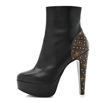 Louis Vuitton Soft Calfskin Monogram Afterglow Platform Ankle Boots 38 Black 1 of 12