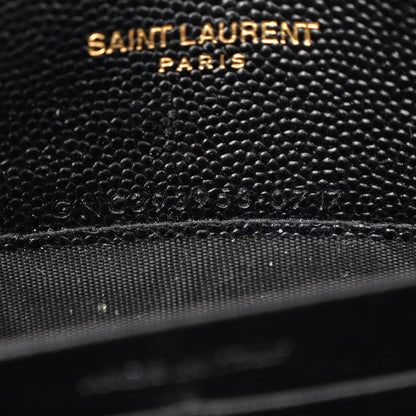 Saint Laurent Grain De Poudre Matelasse Chevron Monogram Envelope Chain Wallet Black 7 of 11
