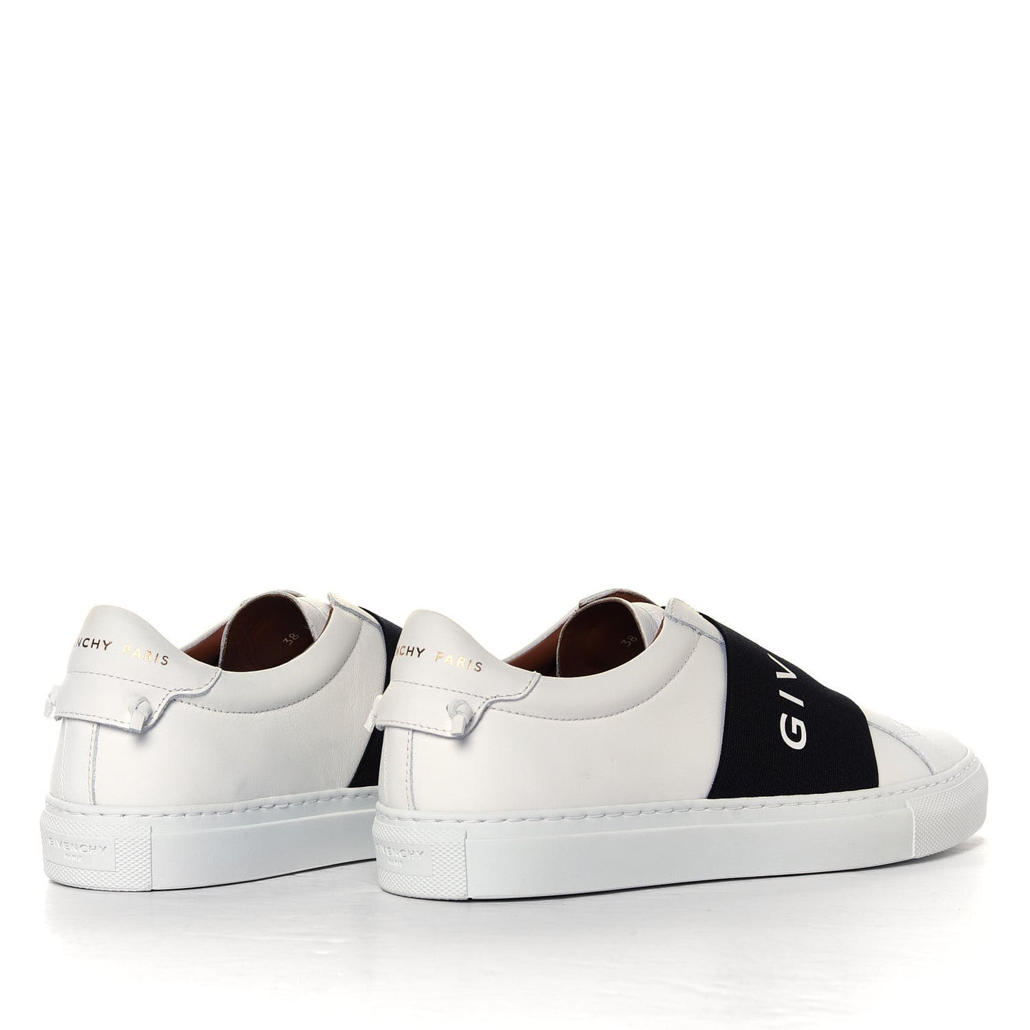 Calfskin Band Logo Womens Urban Street Sneakers 38 White Black
