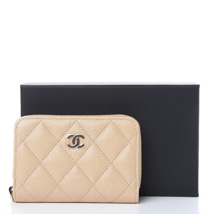 Chanel Iridescent Caviar Quilted Zip Around Coin Purse Beige 8 of 8