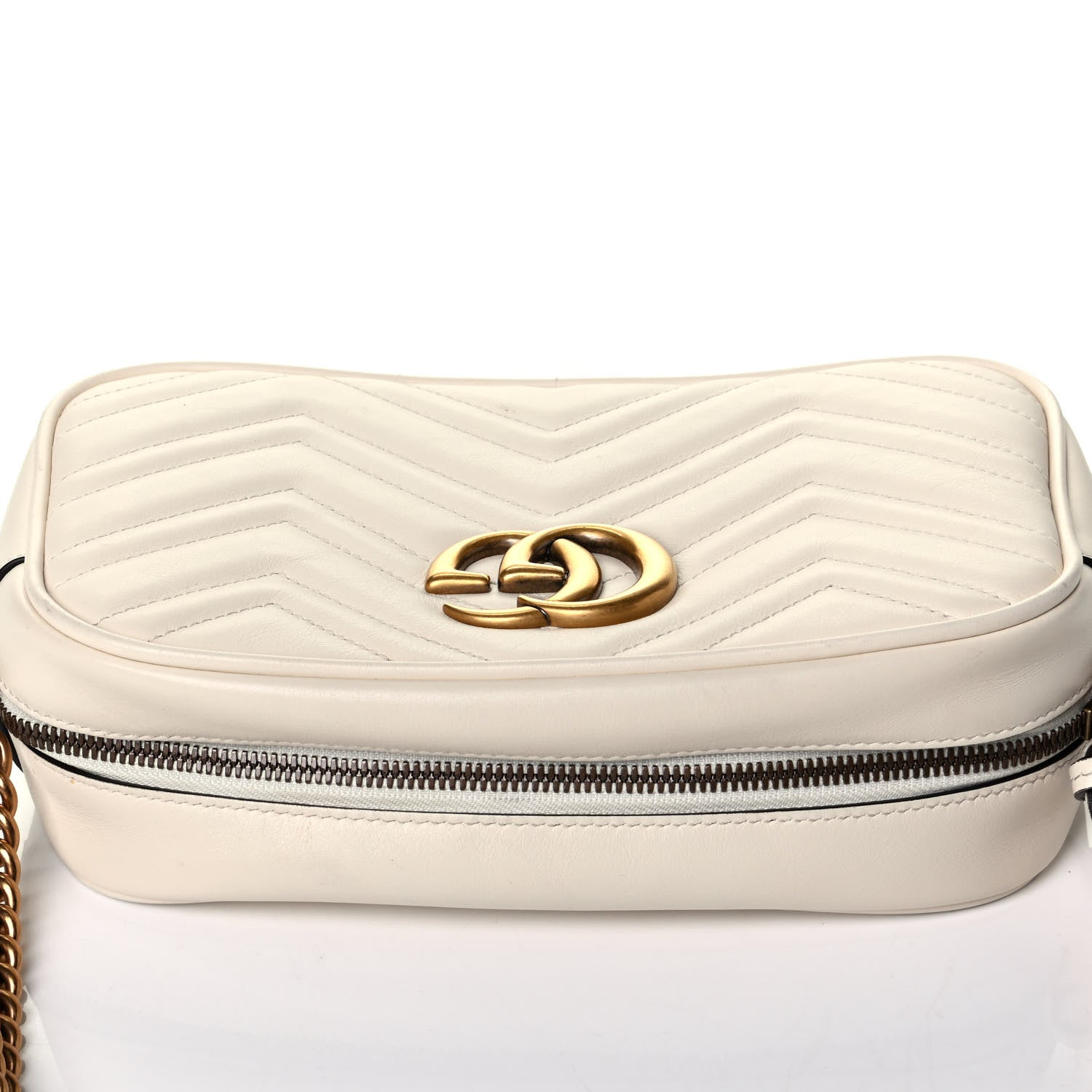 Gucci Calfskin Matelasse Small GG Marmont Chain Shoulder Bag White 6 of 7