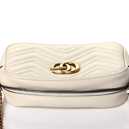 Gucci Calfskin Matelasse Small GG Marmont Chain Shoulder Bag White 6 of 7