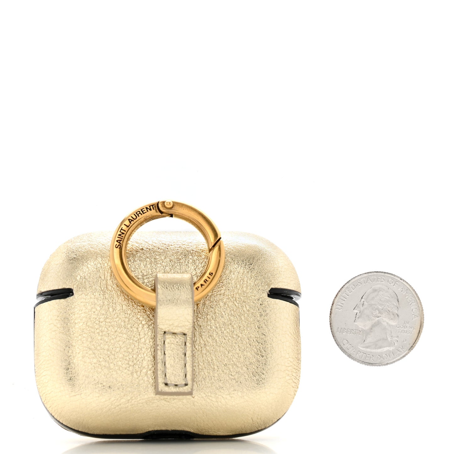 Metallic Calfskin Paris Airpods Pro Holder Platino Black