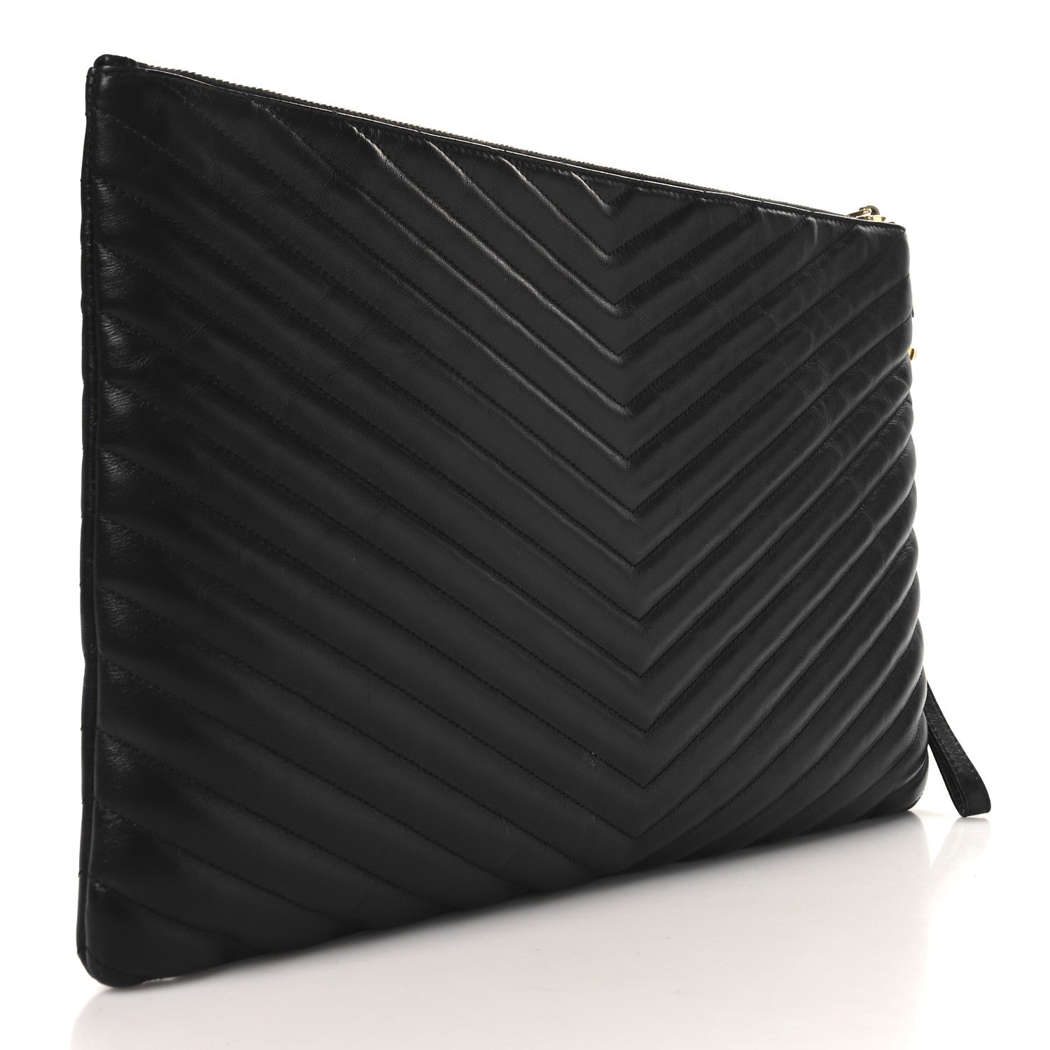 Saint Laurent Calfskin Matelasse Chevron Monogram Document Holder Black 3 of 7