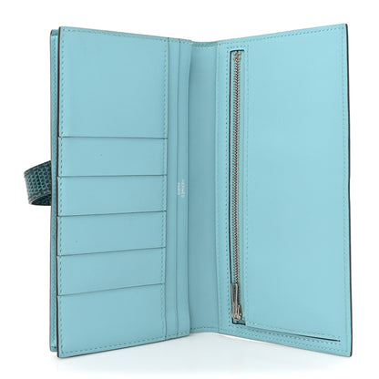 Hermes Tadelakt Lizard Bearn Gusset Wallet Bleu Atoll Bleu Petrole 5 of 11