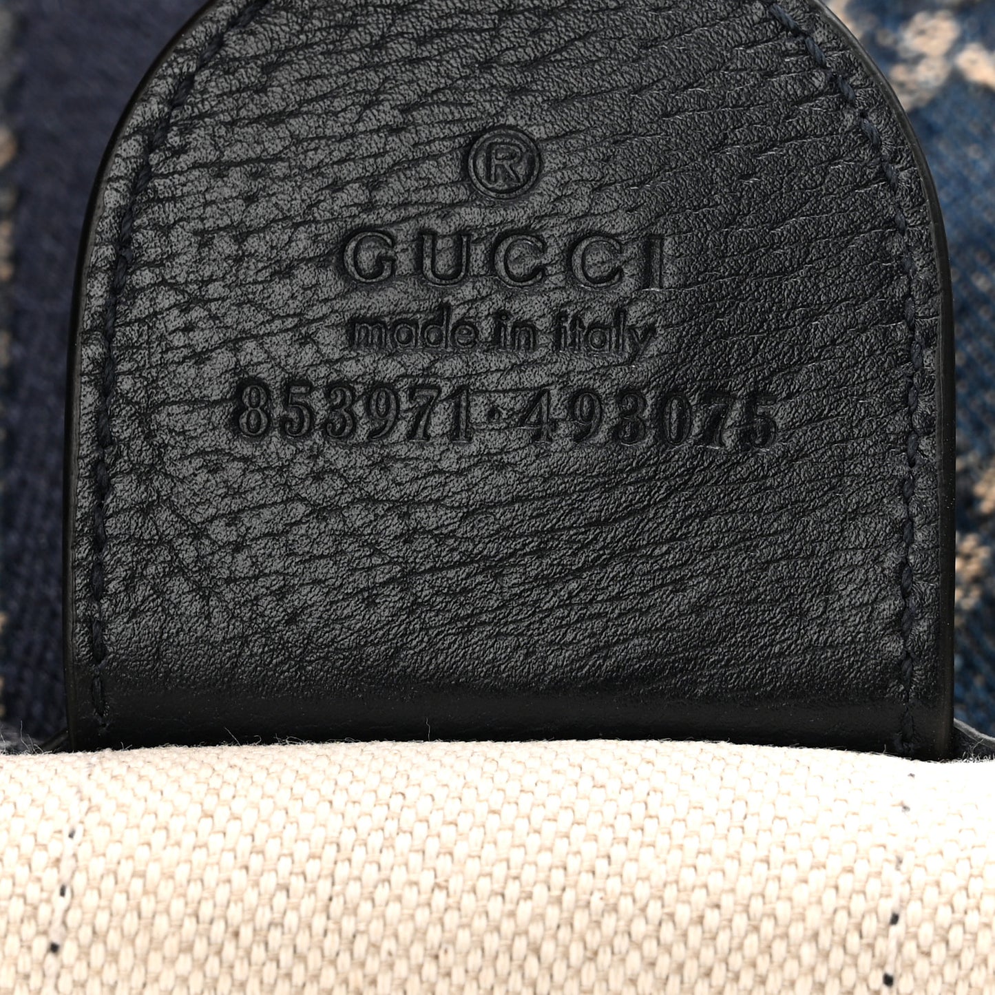 Denim GG Monogram Web Large Giglio Tote Blue