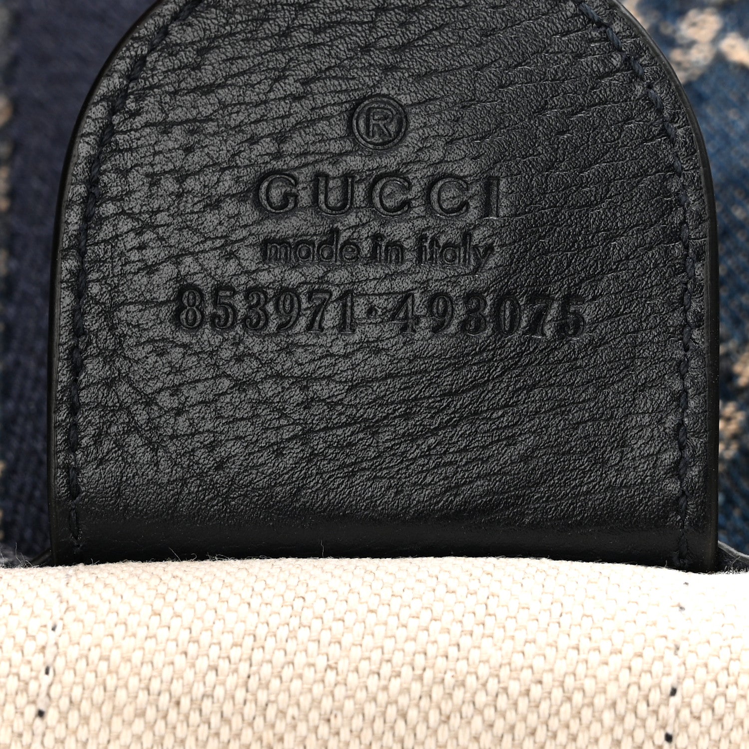 Gucci Denim GG Monogram Web Large Giglio Tote Blue 7 of 11