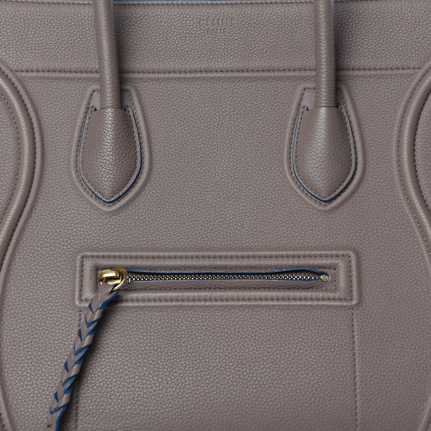 Celine Supple Calfskin Medium Phantom Luggage Khaki Cobalt Trim 11 of 11