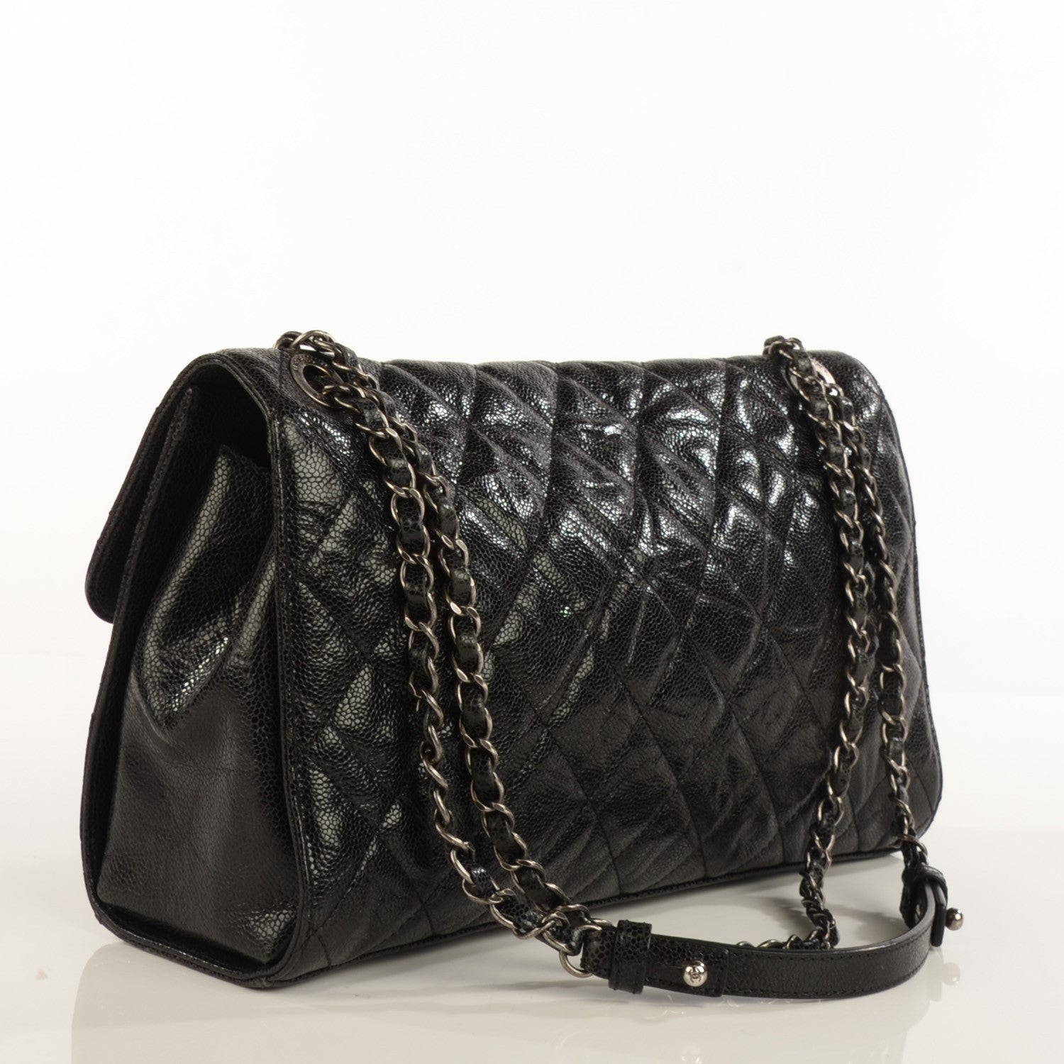 Chanel Crumpled Grained Calfskin Jumbo CC Crave Flap Black 3 of 7