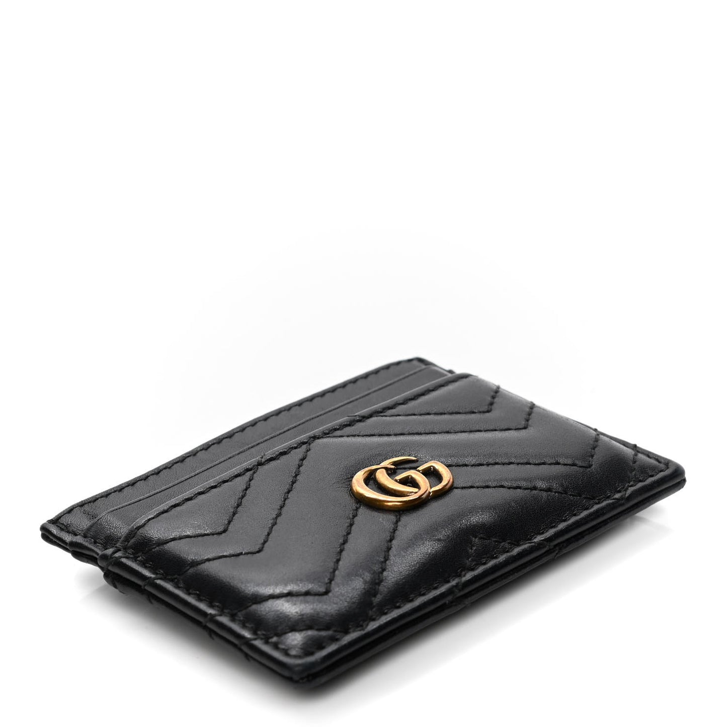 Calfskin Matelasse GG Marmont Card Holder Black