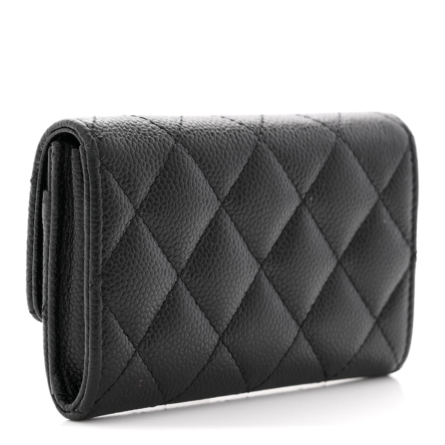 Caviar Quilted Chain CC Flap Card Holder Black