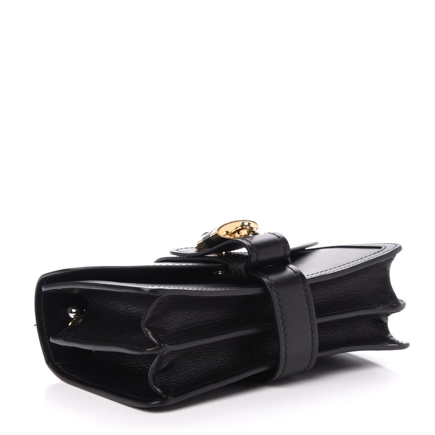 Shiny Goatskin Calfskin Aby Chain Shoulder Bag Black