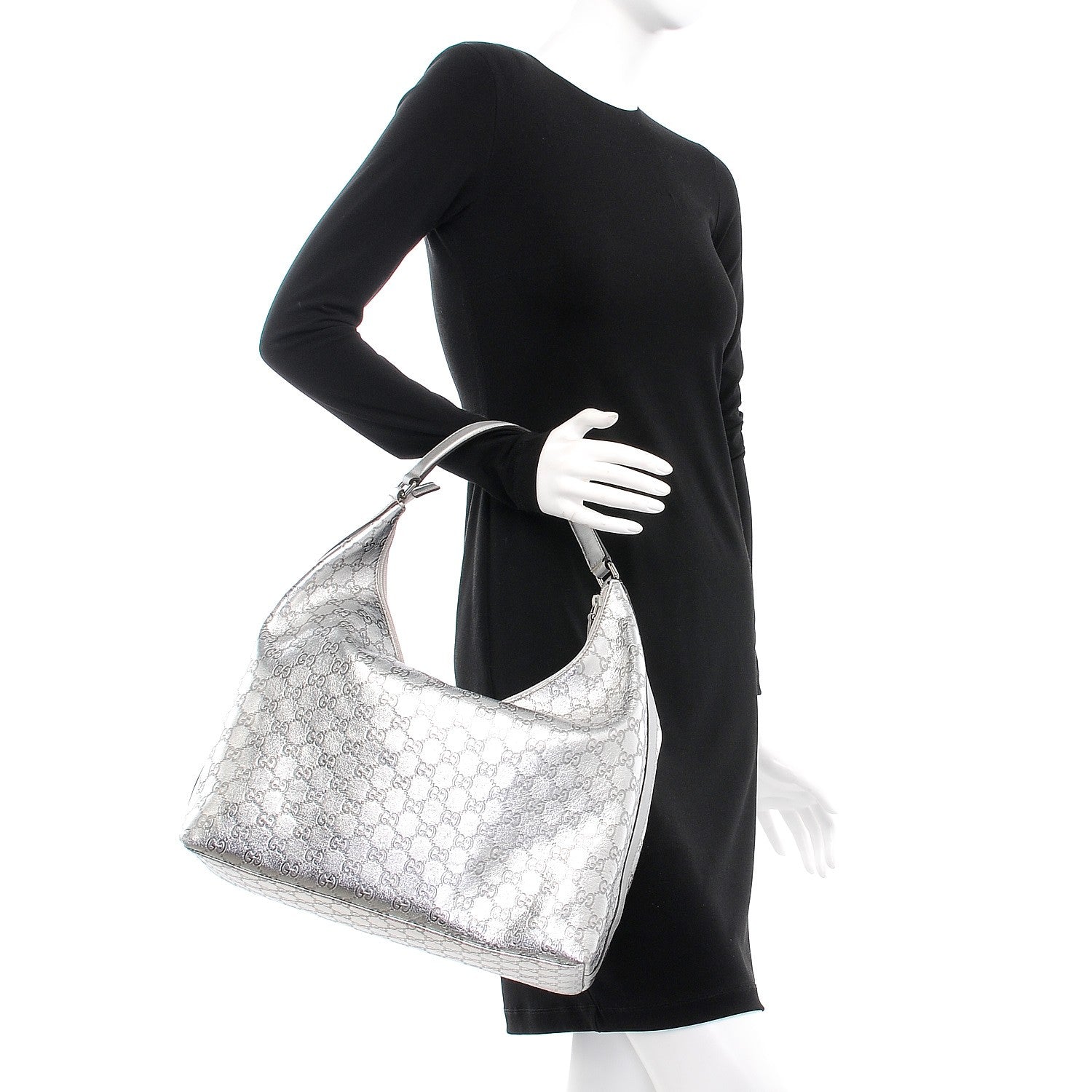 Gucci Metallic Guccissima Hobo Silver 2 of 12