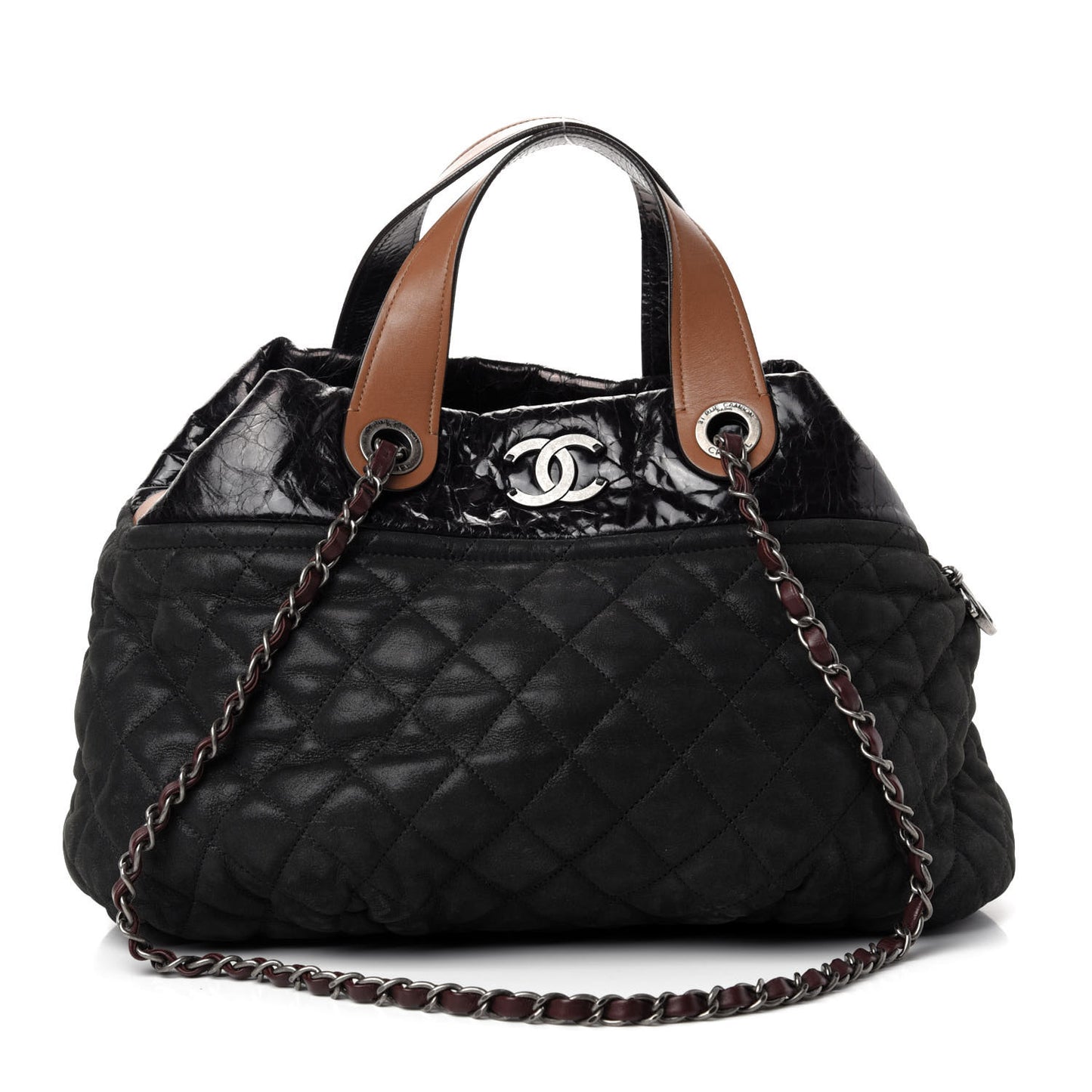 Iridescent Calfskin Small In The Mix Tote Black