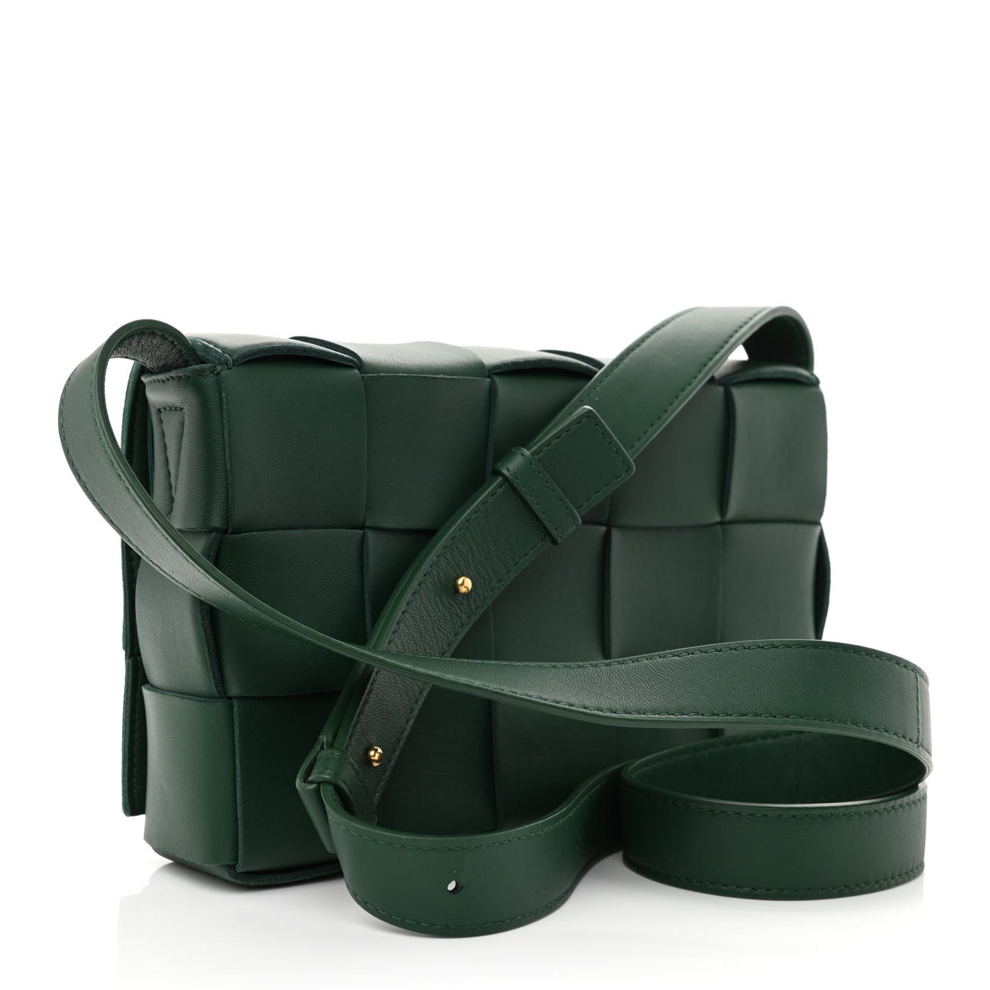 Lambskin Maxi Intrecciato Cassette Crossbody Bag Raintree Green