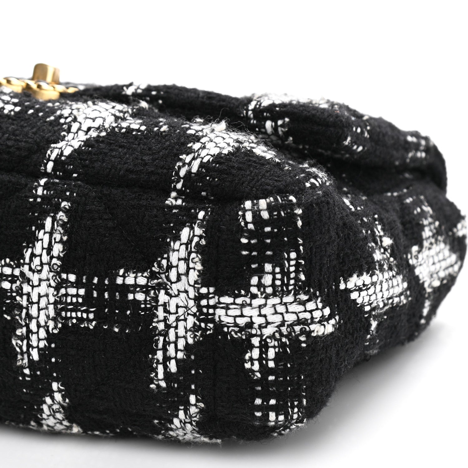 Chanel Tweed Quilted Large Chanel 19 Flap Black White 9 of 10