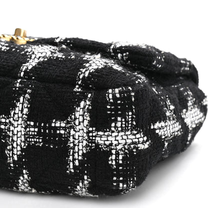 Chanel Tweed Quilted Large Chanel 19 Flap Black White 9 of 10