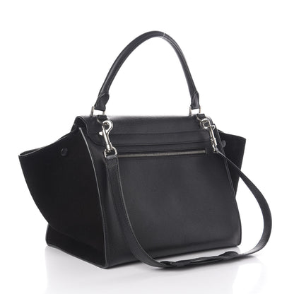 Celine Drummed Calfskin Suede Medium Trapeze Black 4 of 10
