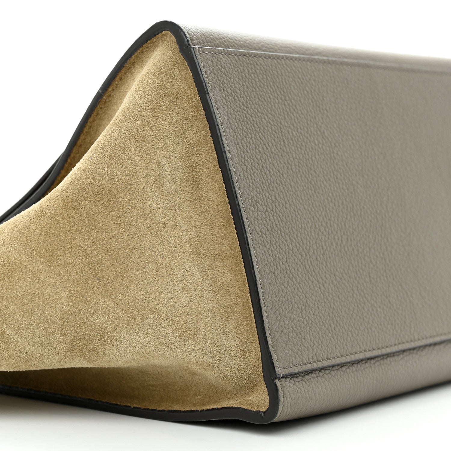 Celine Drummed Calfskin Suede Small Trapeze Souris 8 of 10
