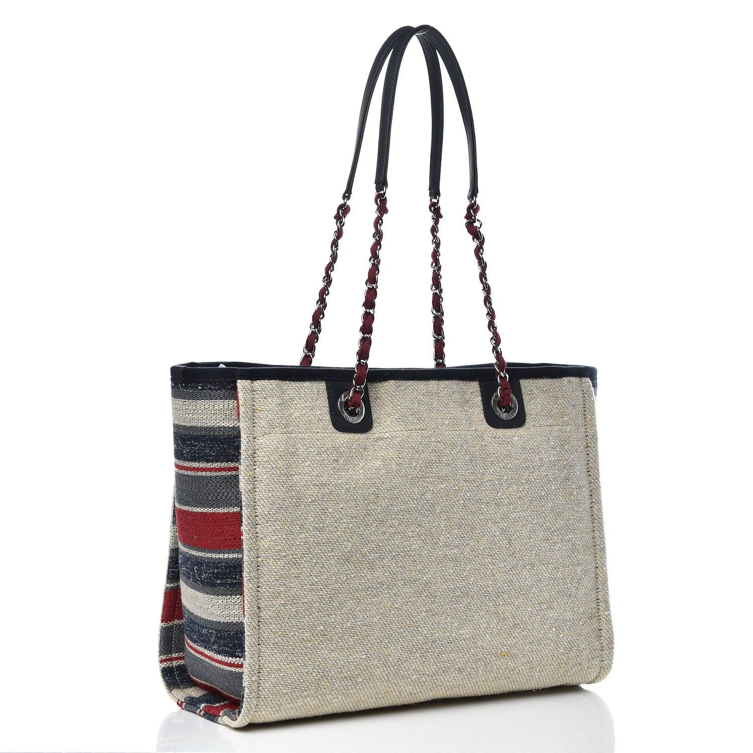 Chanel Striped Canvas Small Deauville Tote Beige 3 of 8