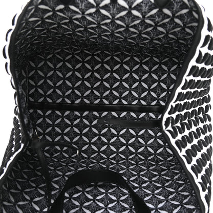 Alaia Knit Calfskin Maille Marco Petale Cabas Tote Black White 6 of 9
