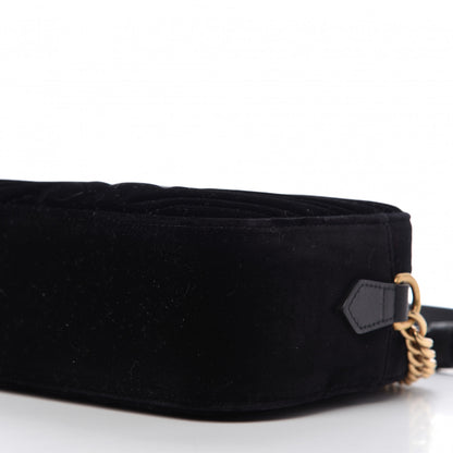 Gucci Velvet Matelasse Small GG Marmont Chain Shoulder Bag Black 7 of 10